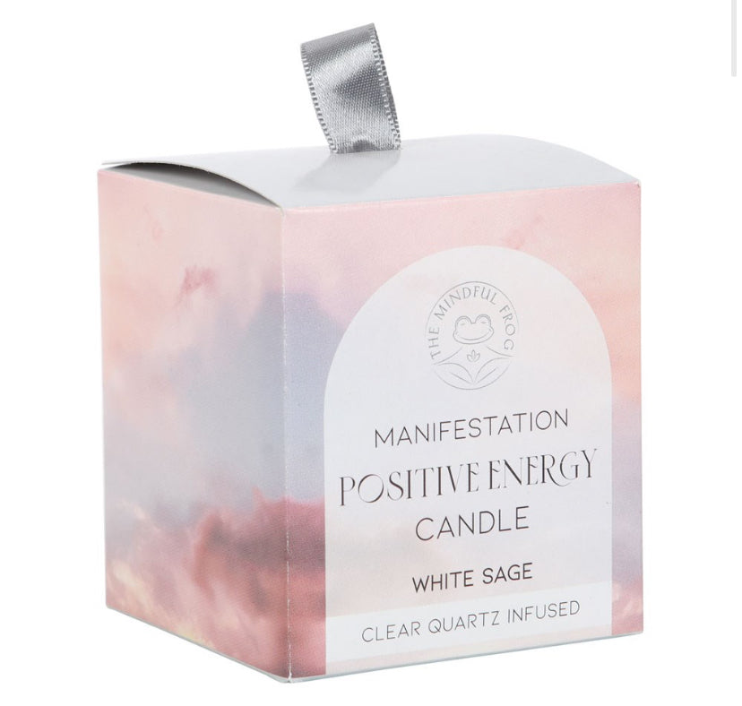 Positive Energy White Sage Crystal Chip Candle