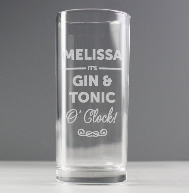 Personalised Its...O'Clock Hi Ball Bubble Glass