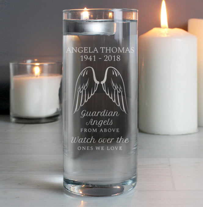 Personalised Guardian Angel Wings Floating Candle Holder