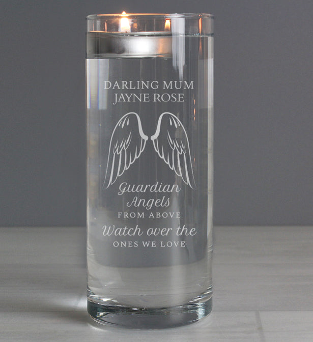 Personalised Guardian Angel Wings Floating Candle Holder