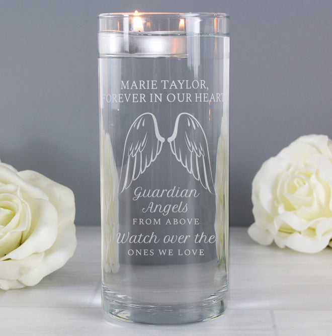 Personalised Guardian Angel Wings Floating Candle Holder