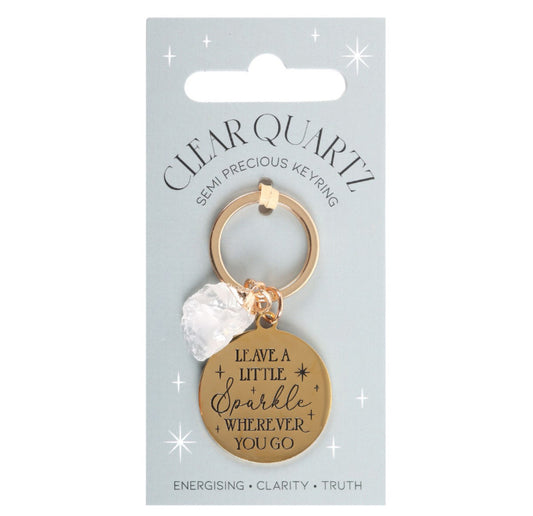 Leave a Little Sparkle Clear Quartz Crystal Keyring