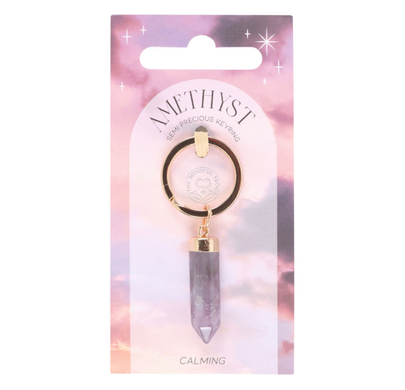 Amethyst Semi Precious Crystal Keyring