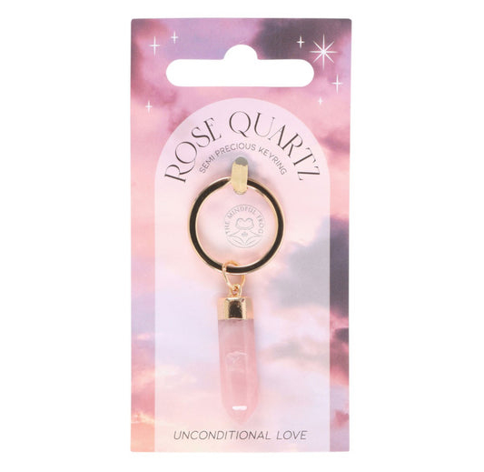 Rose Quartz Semi Precious Crystal Keyring