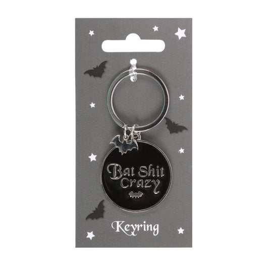 Round Bat Shit Crazy Keyring