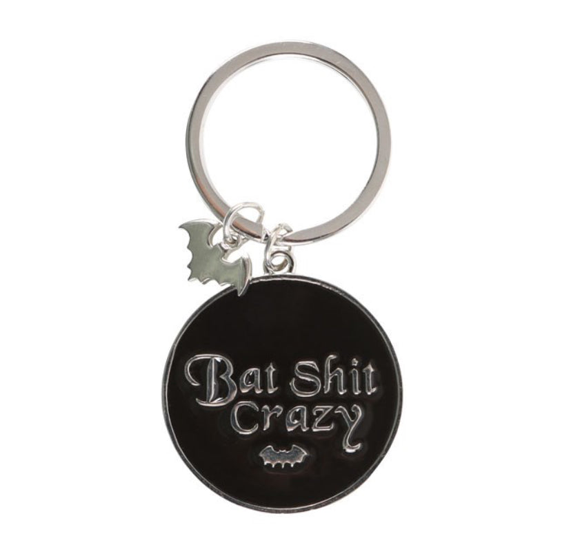 Round Bat Shit Crazy Keyring