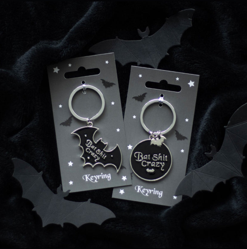 Round Bat Shit Crazy Keyring