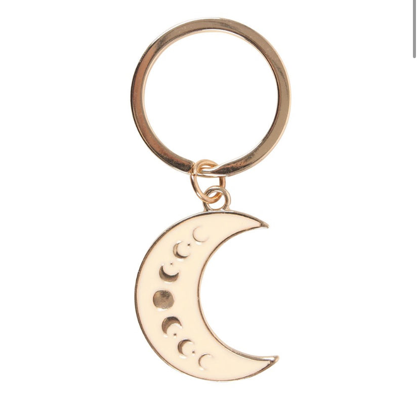 Moon Phase Crescent Enamel Keyring