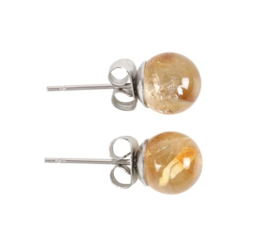 Citrine Semi Precious Crystal Earrings