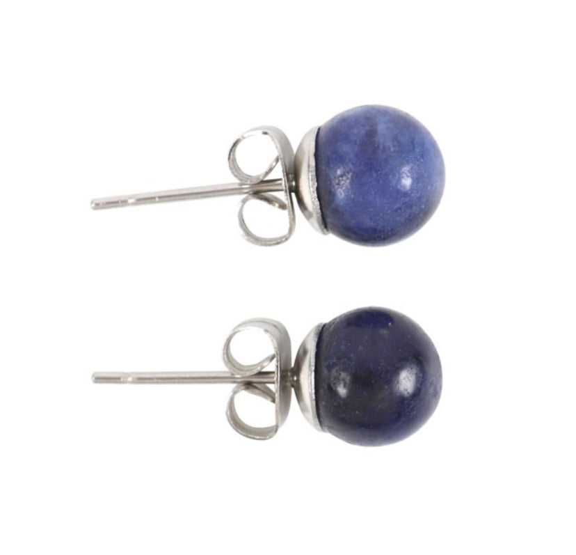 Sodalite Semi Precious Crystal Earrings