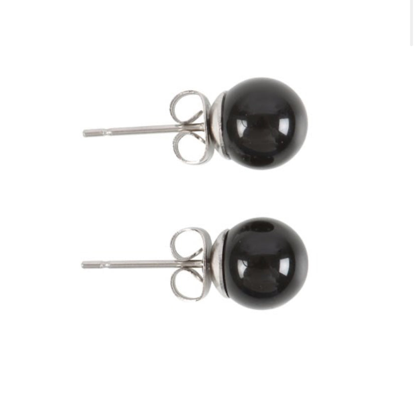 Black Agate Semi Precious Crystal Earrings