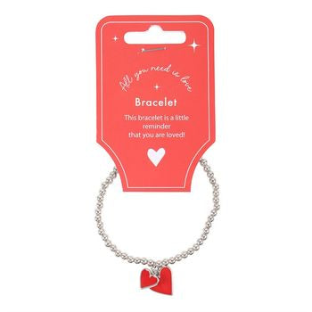 All You Need Is Love Beaded Heart Charm Bracelet