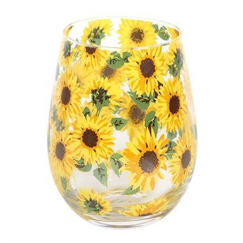 Sunflower Print Stemless Glass