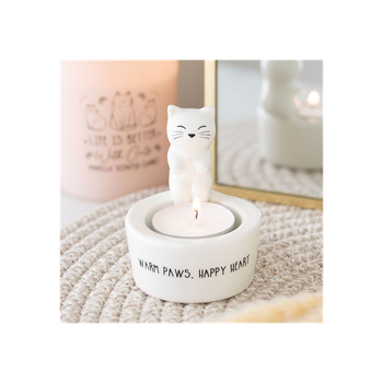 Warm Paws, Happy Heart Cat Tealight Holder