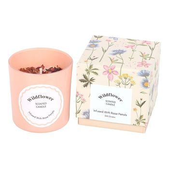 Wildflower Candle with Rose Petals