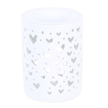 White Heart Cut Out Oil Burner and Wax Warmer