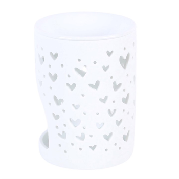 White Heart Cut Out Oil Burner and Wax Warmer