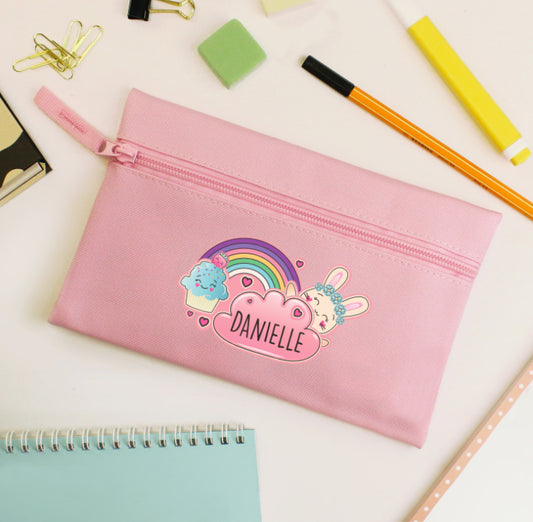 Personalised Cute Bunny Pink Pencil Case