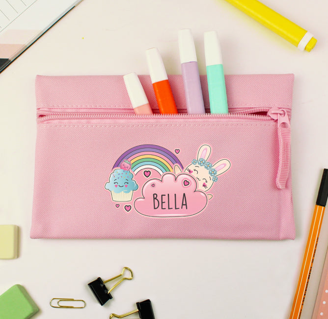 Personalised Cute Bunny Pink Pencil Case