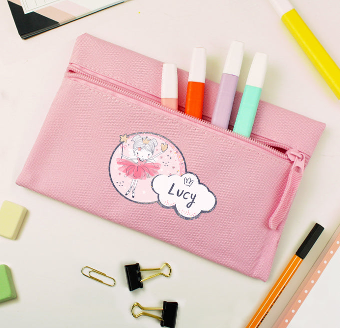 Personalised Fairy Princess Pink Pencil Case