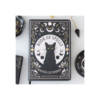 Black Cat Magick Book of Spells A5 Notebook with Pen