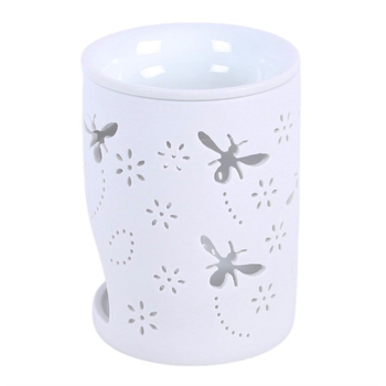 White Bee and Flower Cut Out Oil Burner and Wax Warmer