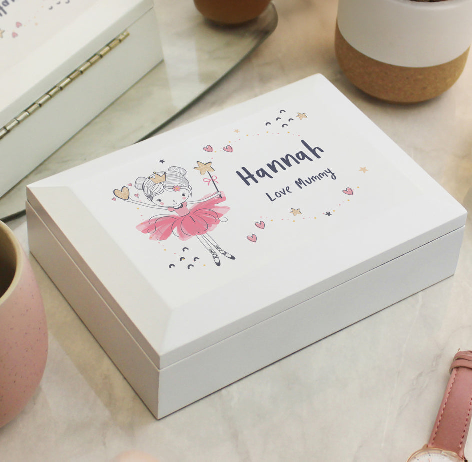 Personalised Princess Ballerina Wooden Jewellery Box