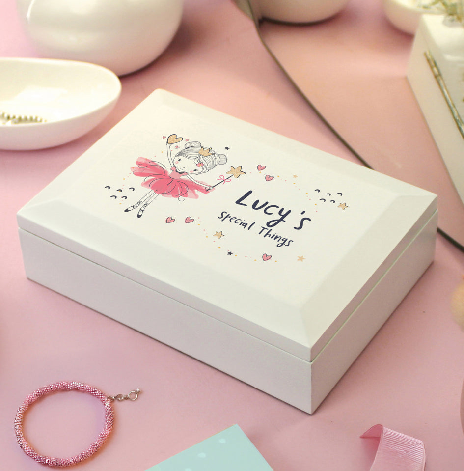 Personalised Princess Ballerina Wooden Jewellery Box