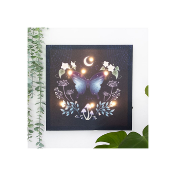 Midnight Moth Light Up Canvas Plaque