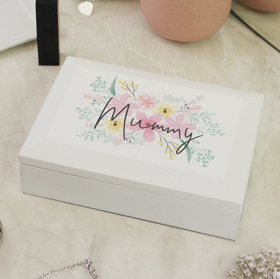 Personalised Floral Wooden Jewellery Box