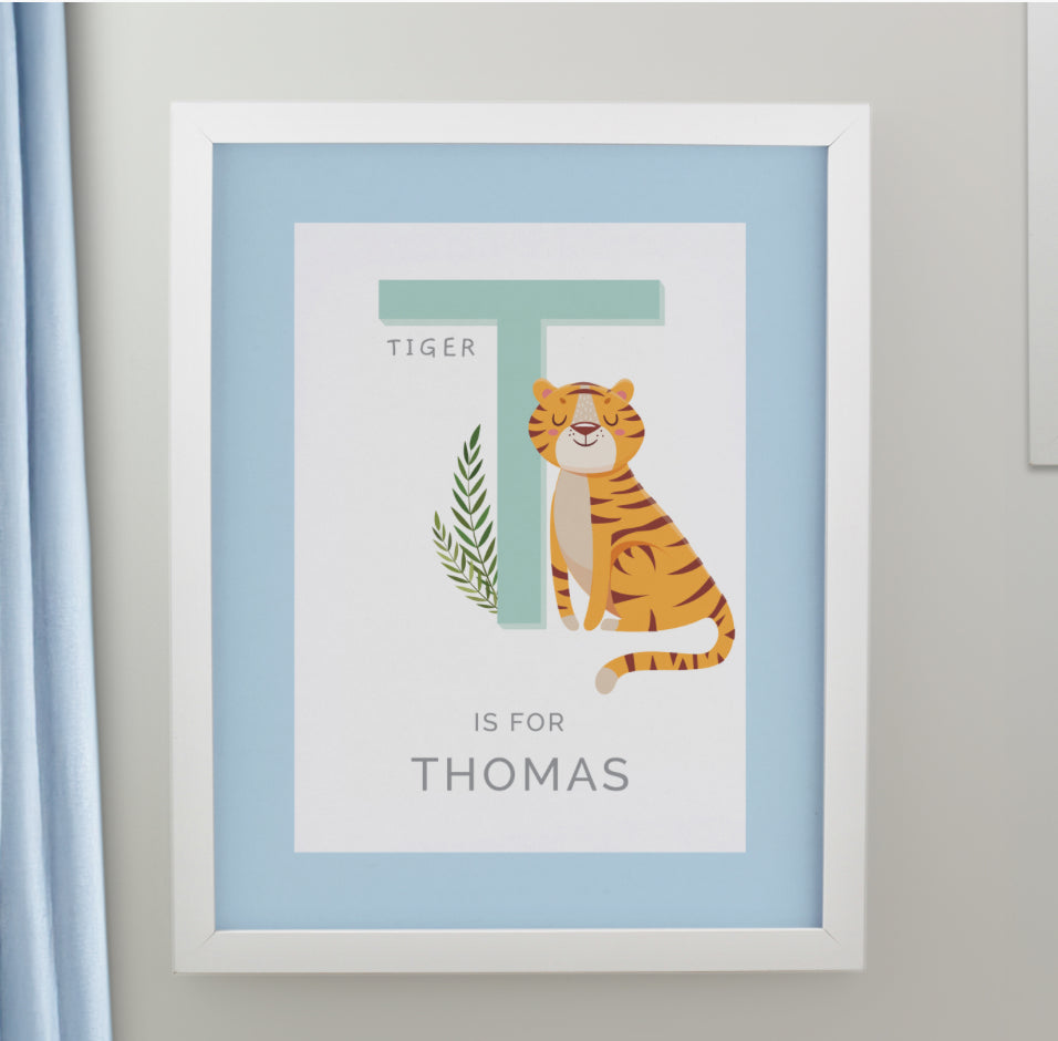 Personalised Animal Alphabet White Poster Frame