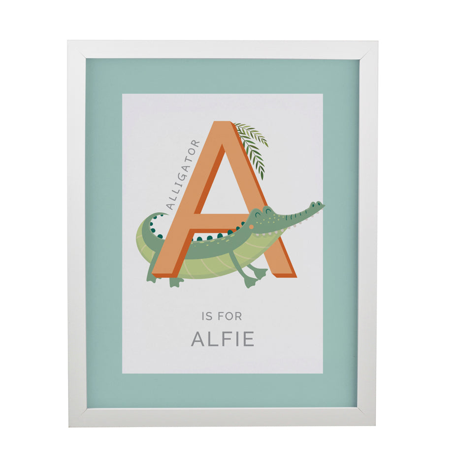 Personalised Animal Alphabet White Poster Frame