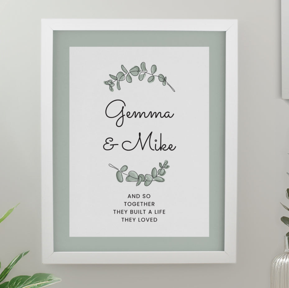 Personalised Botanical White Poster Frame