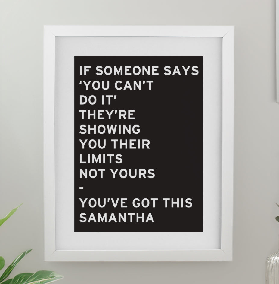 Personalised Typography White Poster Frame