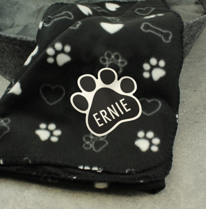 Personalised Dog Paw Print Fleece Blanket