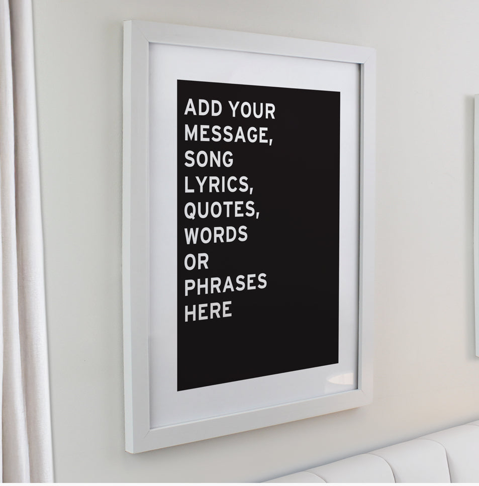 Personalised Typography White Poster Frame