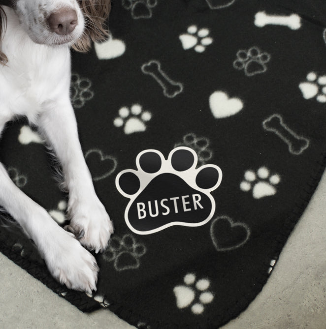 Personalised Dog Paw Print Fleece Blanket