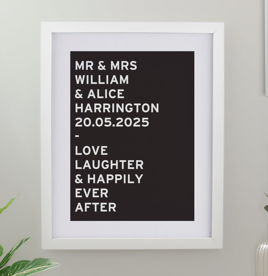 Personalised Typography White Poster Frame