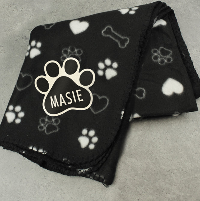 Personalised Dog Paw Print Fleece Blanket