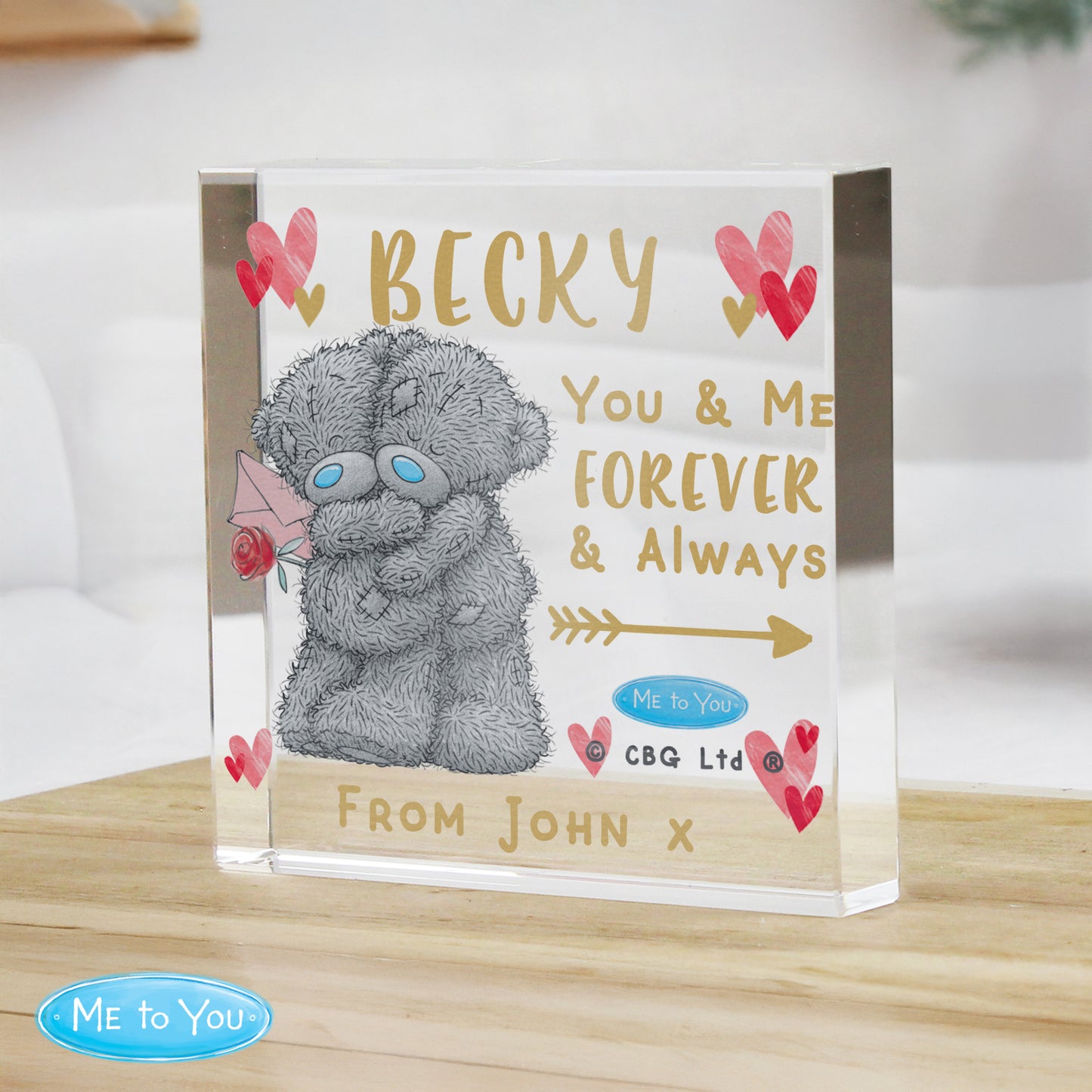 Personalised Me To You Hold You Forever Crystal Token