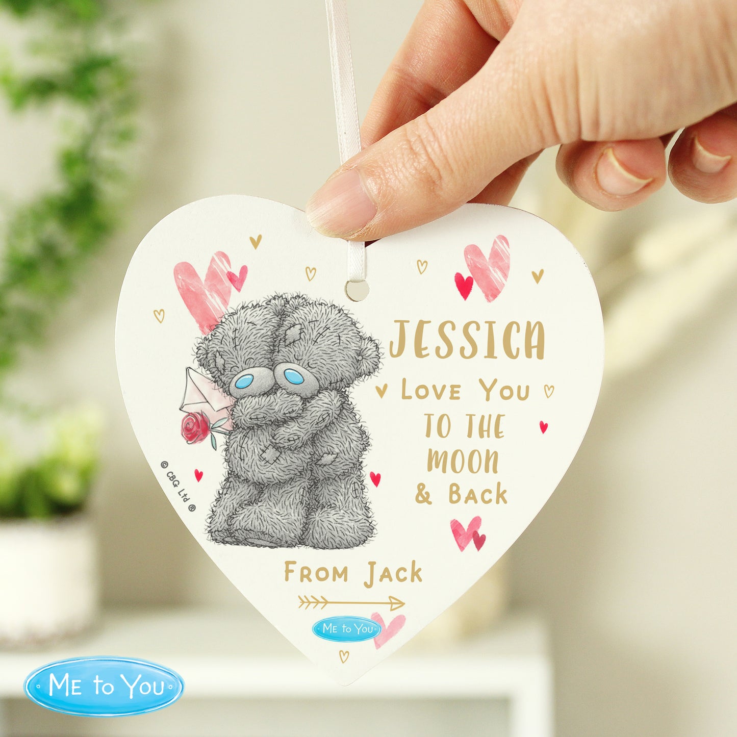 Personalised Me To You Hold You Forever Wooden Heart Decoration