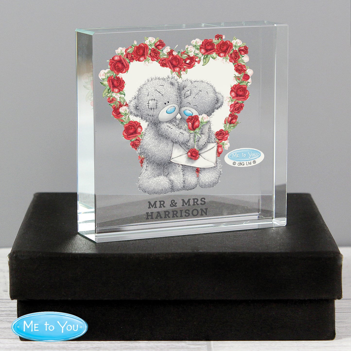 Personalised Me to You Rose Heart Crystal Token