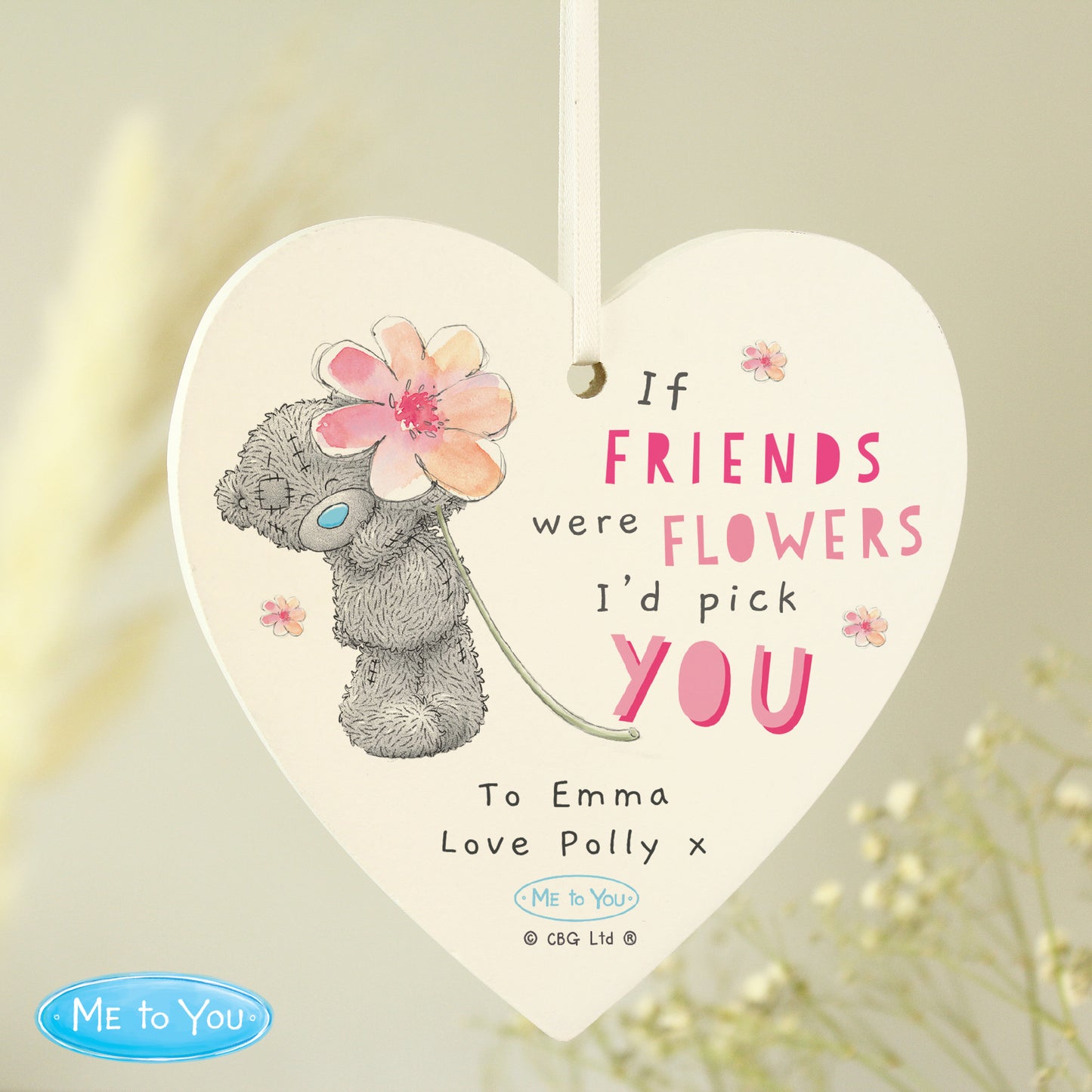 Personalised Me To You If... Were Flowers Wooden Heart Decoration