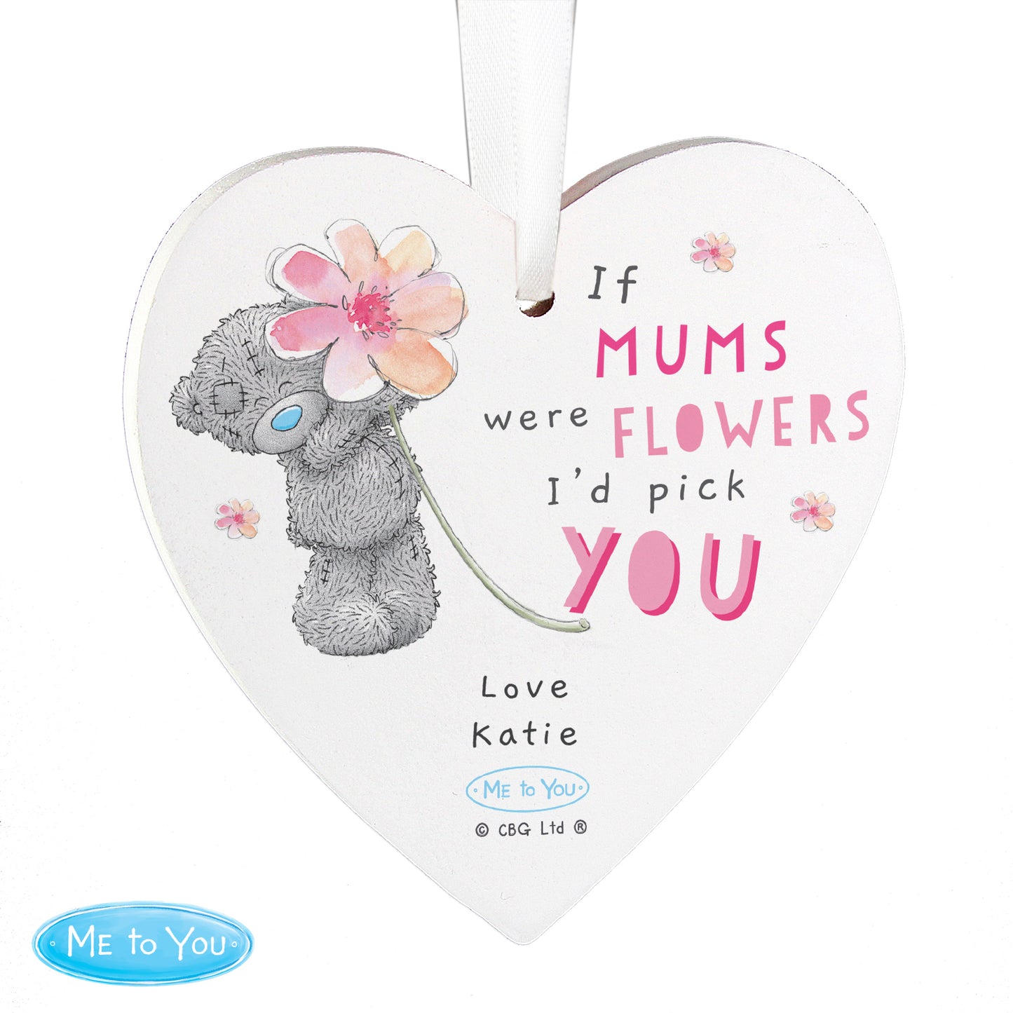Personalised Me To You If... Were Flowers Wooden Heart Decoration