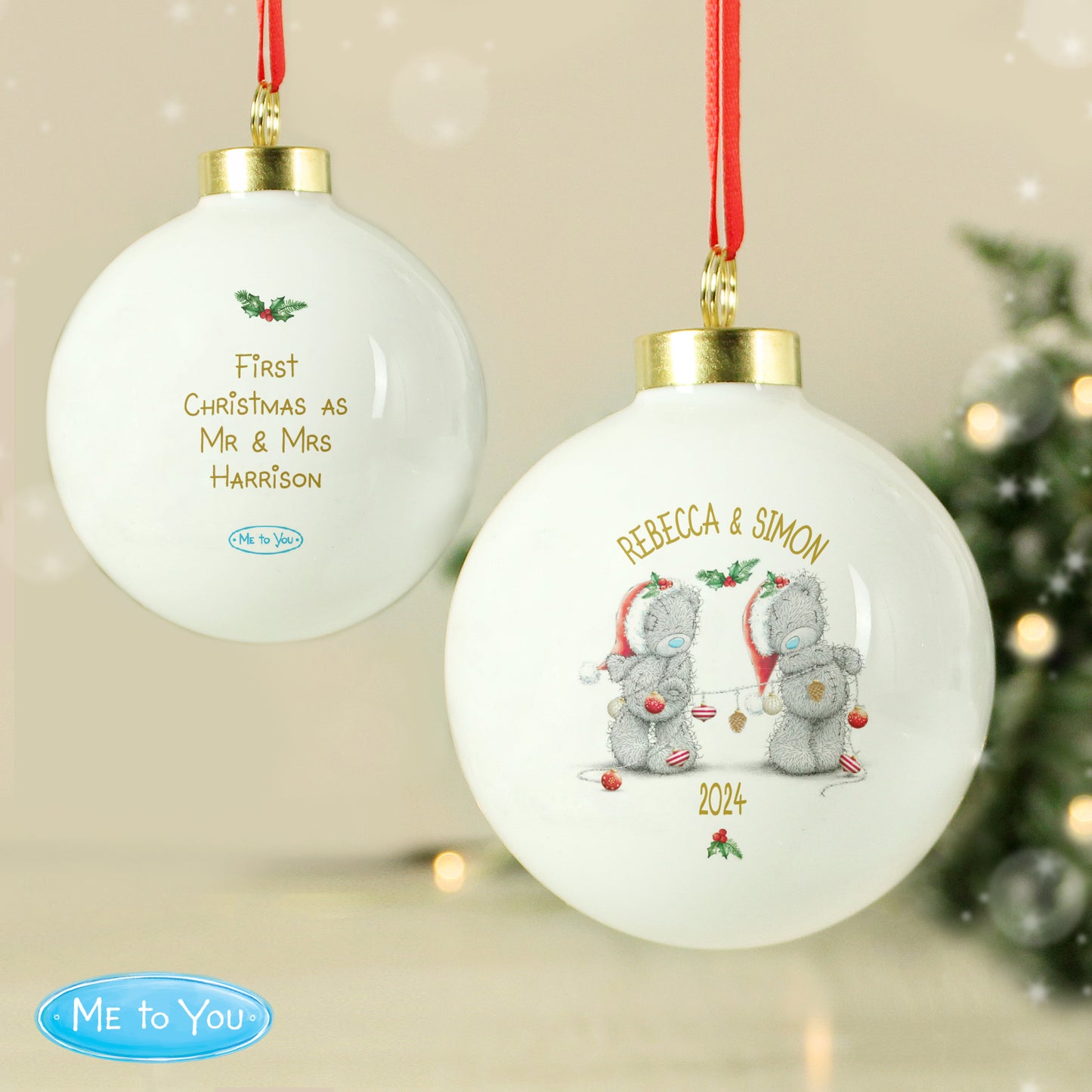 Personalised Me to You Christmas Couple's Bauble
