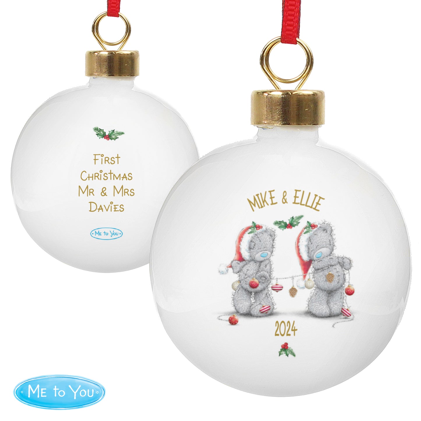 Personalised Me to You Christmas Couple's Bauble