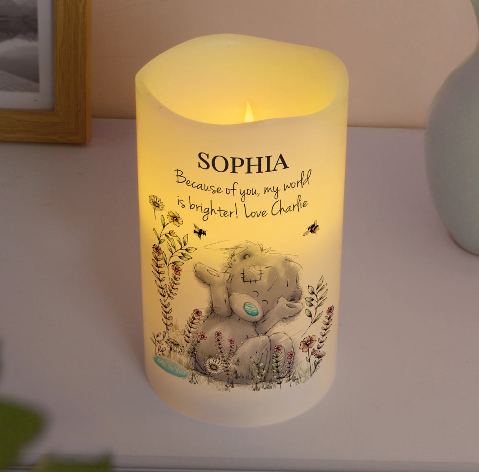 Personalised Me to You Floral LED Candle