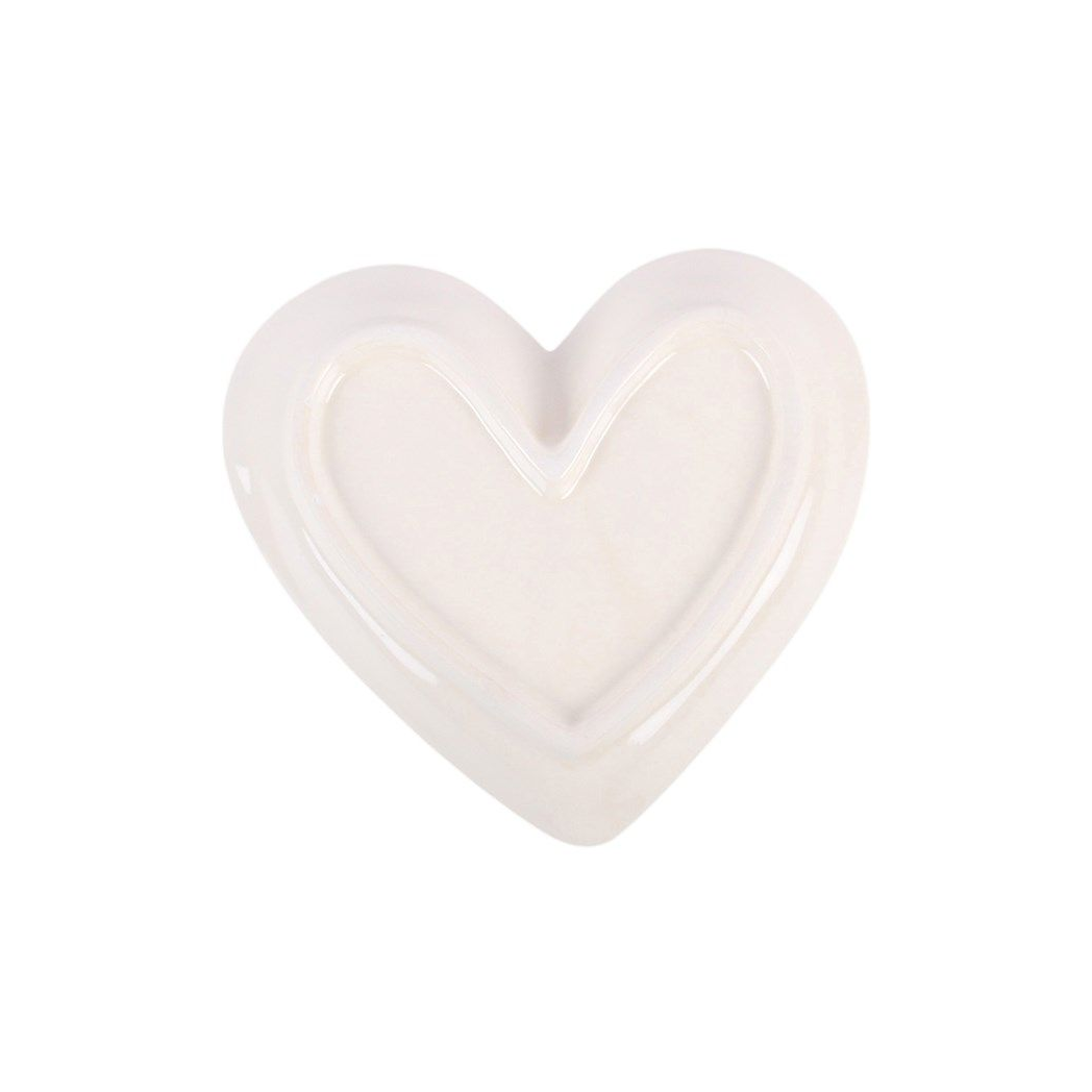 Off White Angel Wing Heart Trinket Dish