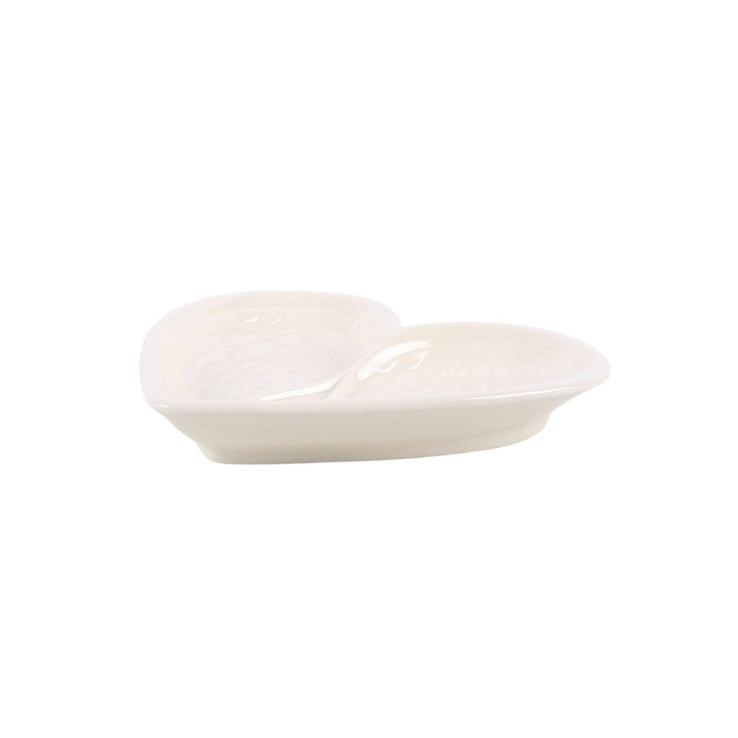 Off White Angel Wing Heart Trinket Dish