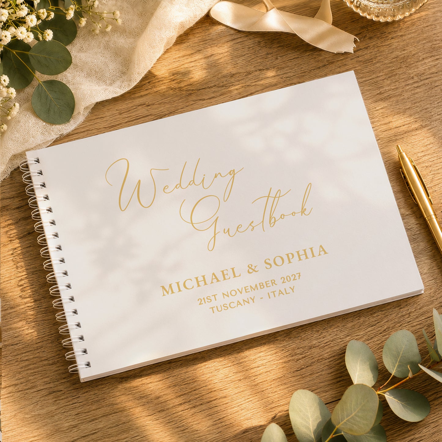 Personalised Off White Wedding Guest Book